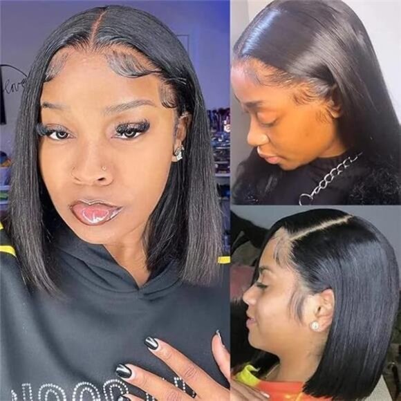 Bob Wig Lace Front Wigs Pre Plucked with Baby Hair 180% Density Short Bob Wigs - Picture 9 of 14